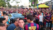 Lionel Messi arrives to a crowd of hysteric fans at Camp Nou