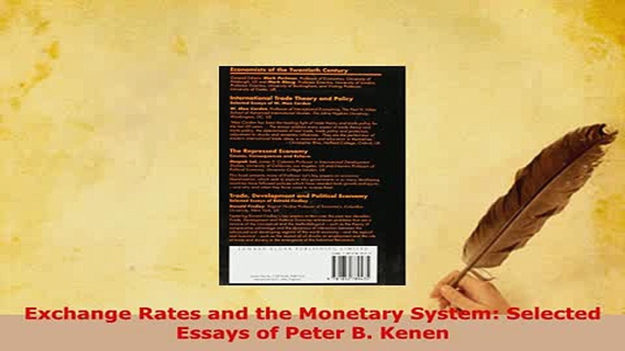PDF  Exchange Rates and the Monetary System Selected Essays of Peter B Kenen PDF Full Ebook