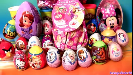 Giant Princess Kinder Surprise Eggs Disney Frozen Elsa Anna Minnie Mickey Play