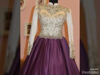 Tesettür Nişanlık Model Taş İşlemeli Mor Beyaz