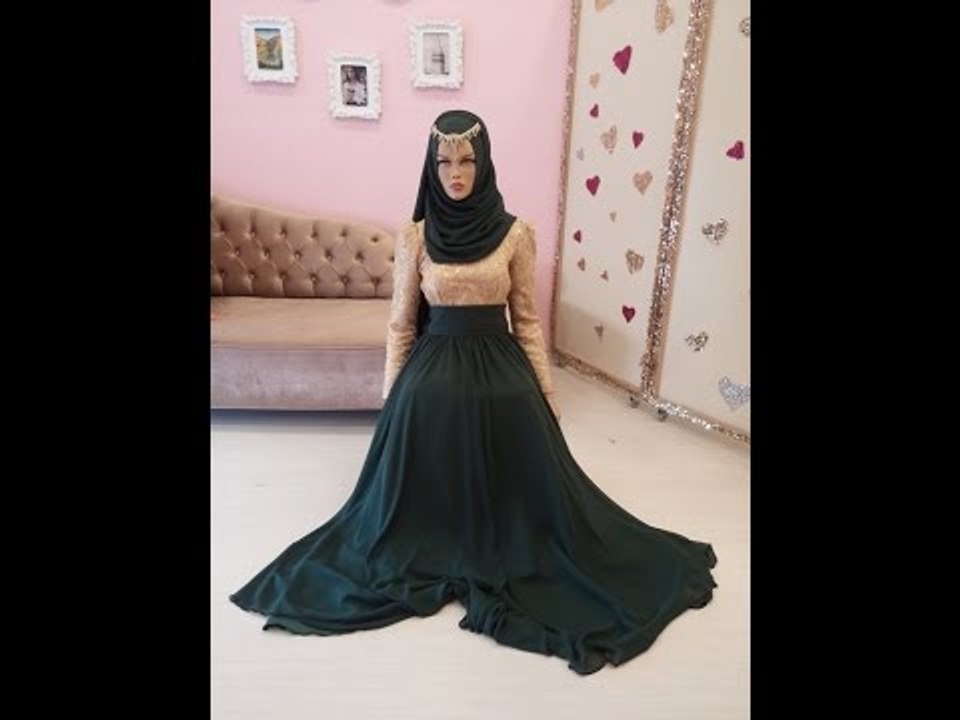 Nişanlık Elbise Yeni Sezon Zümrüt Yeşili Şifon Payet