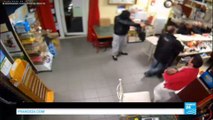 France - bar foiled robbery: Café owner fights off gunman with her handbag