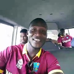 Darren Sammy visiting the school in School Bus
