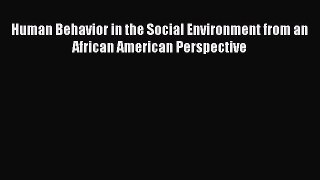 Download Human Behavior in the Social Environment from an African American Perspective Ebook