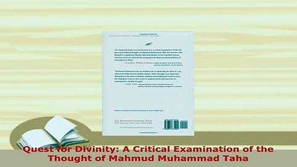 Download  Quest for Divinity A Critical Examination of the Thought of Mahmud Muhammad Taha  EBook