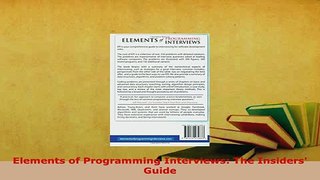 PDF  Elements of Programming Interviews The Insiders Guide Download Online