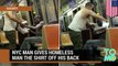 Man gives homeless stranger on New York subway the shirt off his back - TomoNews