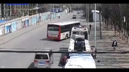 Reckless joyrider slams bus into woman then crashes into wall