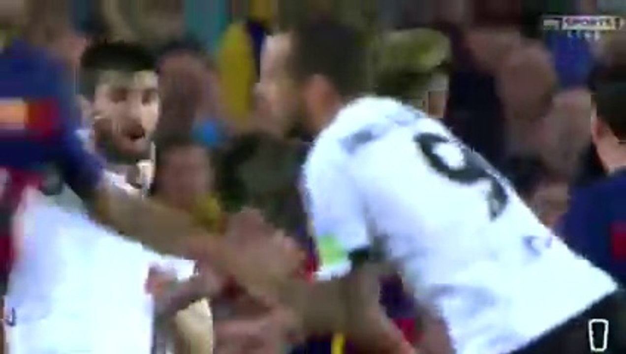 Moment Neymar slaps Valencia's Barragan after Barcelona's loss