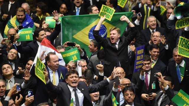 Impeachment vote celebrations take over Brazil's Congress