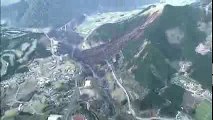 Incredible aerial footage of mountain landslide after earthquake japan