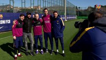 Eros Ramazzotti visit FC Barcelona training session