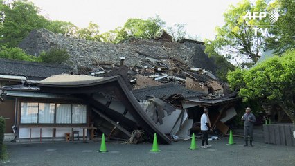 Séismes au Japon: le château de Kumamoto partiellement détruit