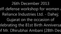 Beneficiary talking - Self-defense workshop for Women @ Reliance Industries Ltd | Colorss Foundation