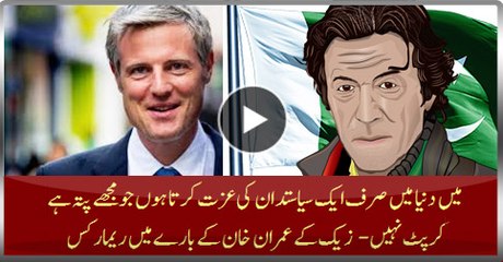 I Respect One Politician On This Earth Which I know Is Not Corrupt - Zac Goldsmith Remarks About Imran Khan