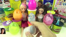 Play doh Surprise eggs kinder Peppa pig español Disney Frozen Elsa Anna princess Barbie do