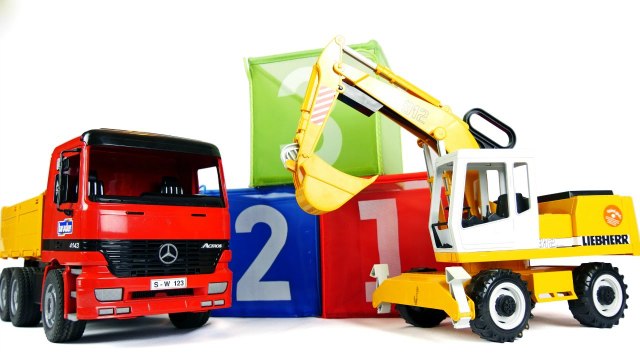 Мультики про машинки. Грузовичок перевозит игрушки. Развивающее видео. Учимся считать до трех.