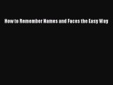 Download How to Remember Names and Faces the Easy Way  EBook