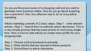 Writing Articles to Make Money Online - Shopping Mall Articles