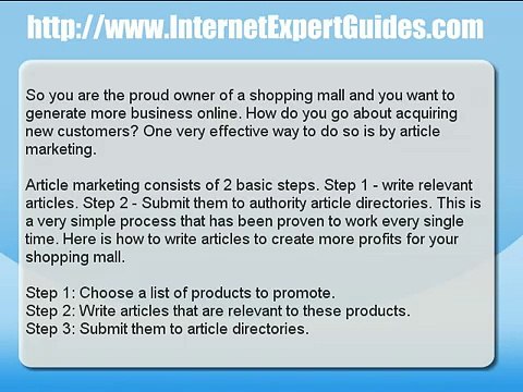 Writing Articles to Make Money Online - Shopping Mall Articles