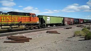 BNSF Railroad Westbound mixed freight near Ludlow CA off National Trails Highway grade crossing