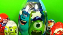 BIG surprise egg Monsters University Disney Cars HELLO KITTY Kinder Surprise MARVEL SPIDERMAN eggs