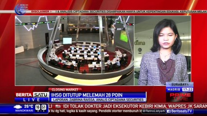 IHSG Ditutup Melemah 28 Poin