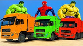 ORDURES TRUCKS & Spiderman & Brothers HULK COLORS TRASH PARTY Superheroes Fun Vidéo + Chansons enfantines