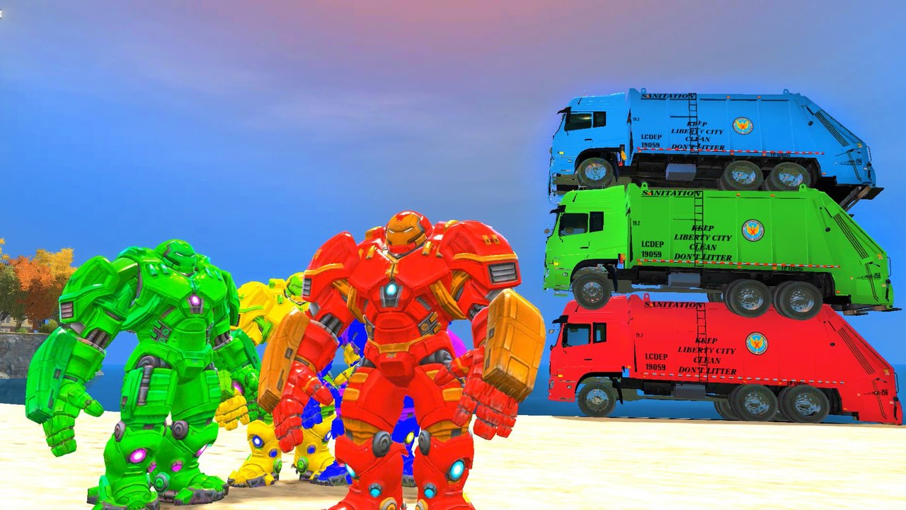 ORDURES TRUCKS & Frères COLORS Hulkbuster TRUCKS PARTY Superheroes Playtime Fun + Chansons enfantines