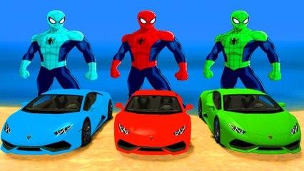 COULEURS SPIDERMAN & COLORS Supercars LAMBORGHINI EPIC PARTY MEGA JUMP Superhero fun Film