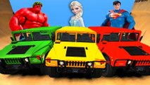 RED HULK FROZEN ELSA & SUPERMAN EPIC HUMMER PARTY SUPERCARS - Superheroes Fun Vidéo   CHANSONS