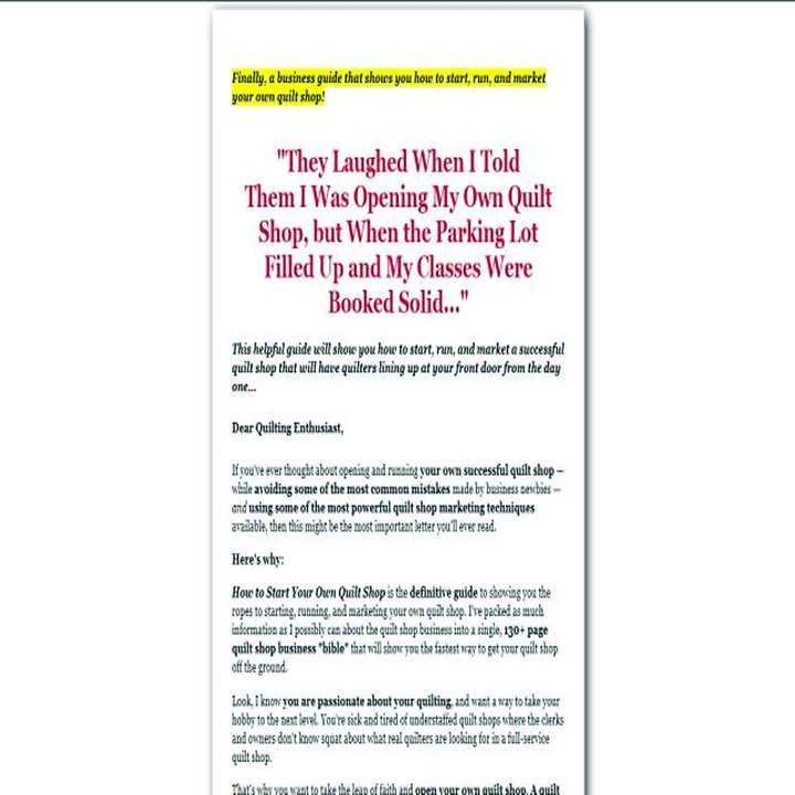 How to Start Your Own Quilt Shop - User Reviews and Ratings