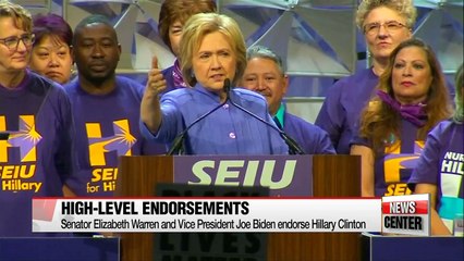 Warren and Biden endorse Clinton for president