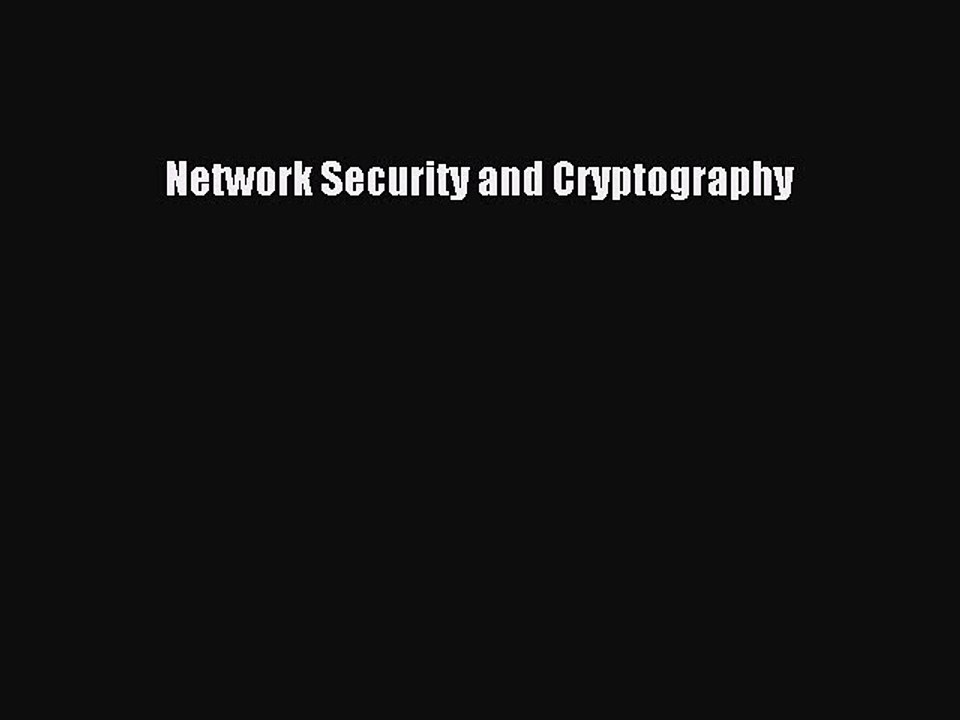Read Network Security and Cryptography Ebook Free