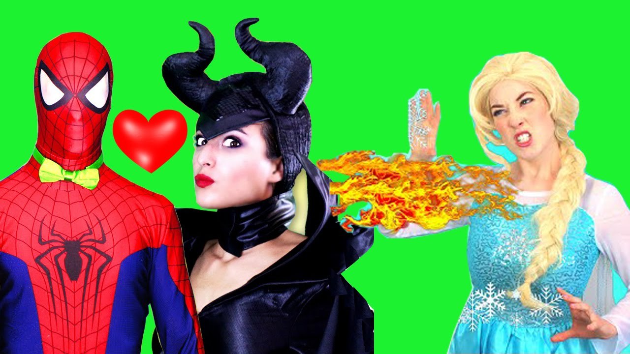 Spiderman & Frozen Elsa vs Maléfique | Amour et Jealous w / Snow White! Superhero Fun in Real Life