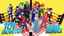 Jouet monstre Agiter Rumble avec l'équipe Spiderman vs Frozen Elsa Rose Spidergirl vs Joker Toys par KidCity