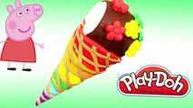 Play Doh wonderful rainbow ice cream cups with Peppa Pig DIY videos funny