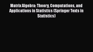 Read Matrix Algebra: Theory Computations and Applications in Statistics (Springer Texts in