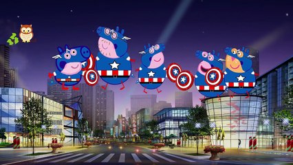 Peppa Pig CAPTAIN AMERICA Daddy Fingers Painting - Family Finger Song Nursery Rhymes Lyrics