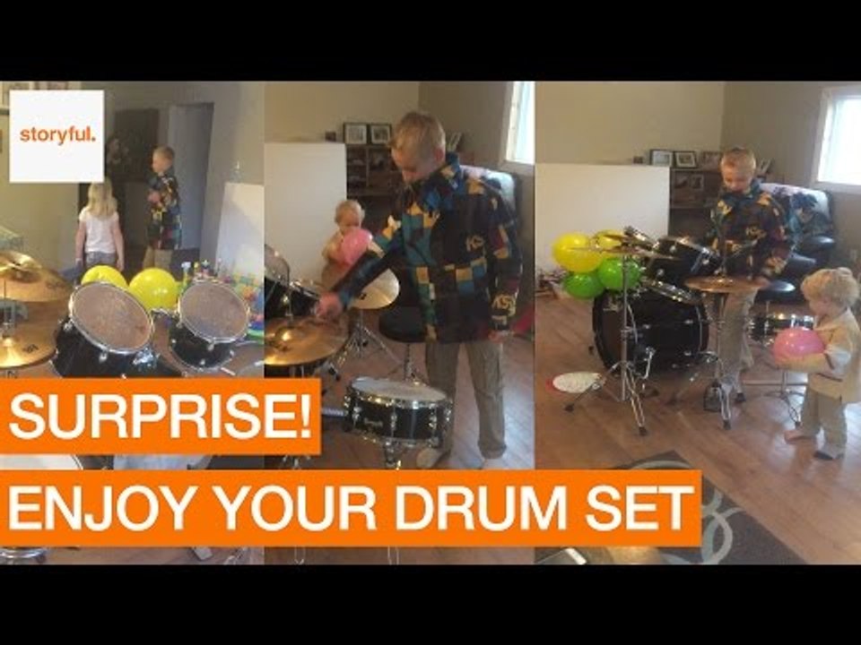 Generous Boy Rewarded With Surprise Drum Set