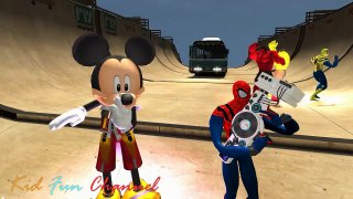 Disney Car Spiderman Vs Hulk Mickey Mouse  COLORS EPIC SCHOOL BUS PARTY have Fun Lightning MC Queen