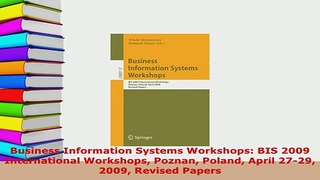 PDF  Business Information Systems Workshops BIS 2009 International Workshops Poznan Poland  EBook