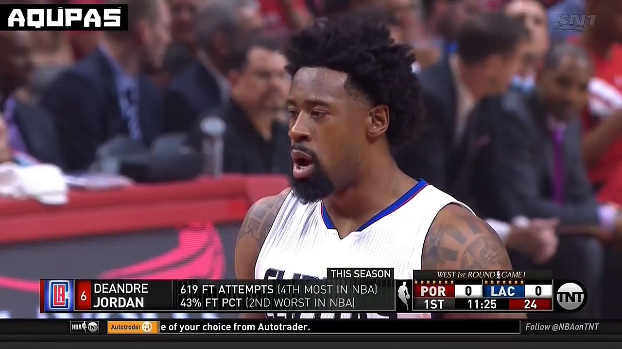 DeAndre Jordan UGLY AIR BALL Free Throw - CLIPPERS vs BLAZERS - APR 17 2016 | 2016 NBA Playoffs R1G1