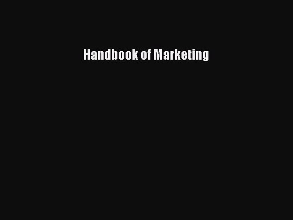 Read Handbook of Marketing Ebook Free