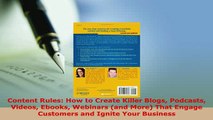 PDF  Content Rules How to Create Killer Blogs Podcasts Videos Ebooks Webinars and More That PDF Online