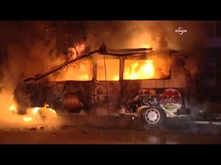 Seyyar köfte minibüsü böyle yandı