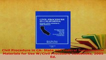 PDF  Civil Procedure in CA State and Federal Supplemental Materials for Use WCivil Procedure  EBook