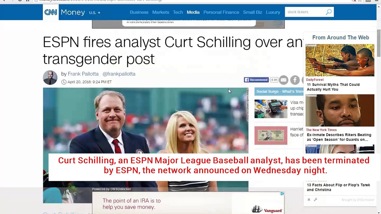 ESPN fires analyst Curt Schilling over anti-transg