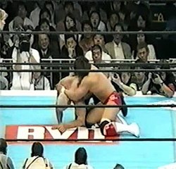 The Steiner Brothers vs. Tanahashi and Sasaki in New Japan on 5/2/02 (with Chyna as referee)