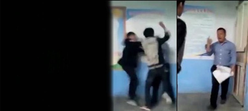 Öğretmenlerini tekme tokat dövüp kameraya kaydettiler